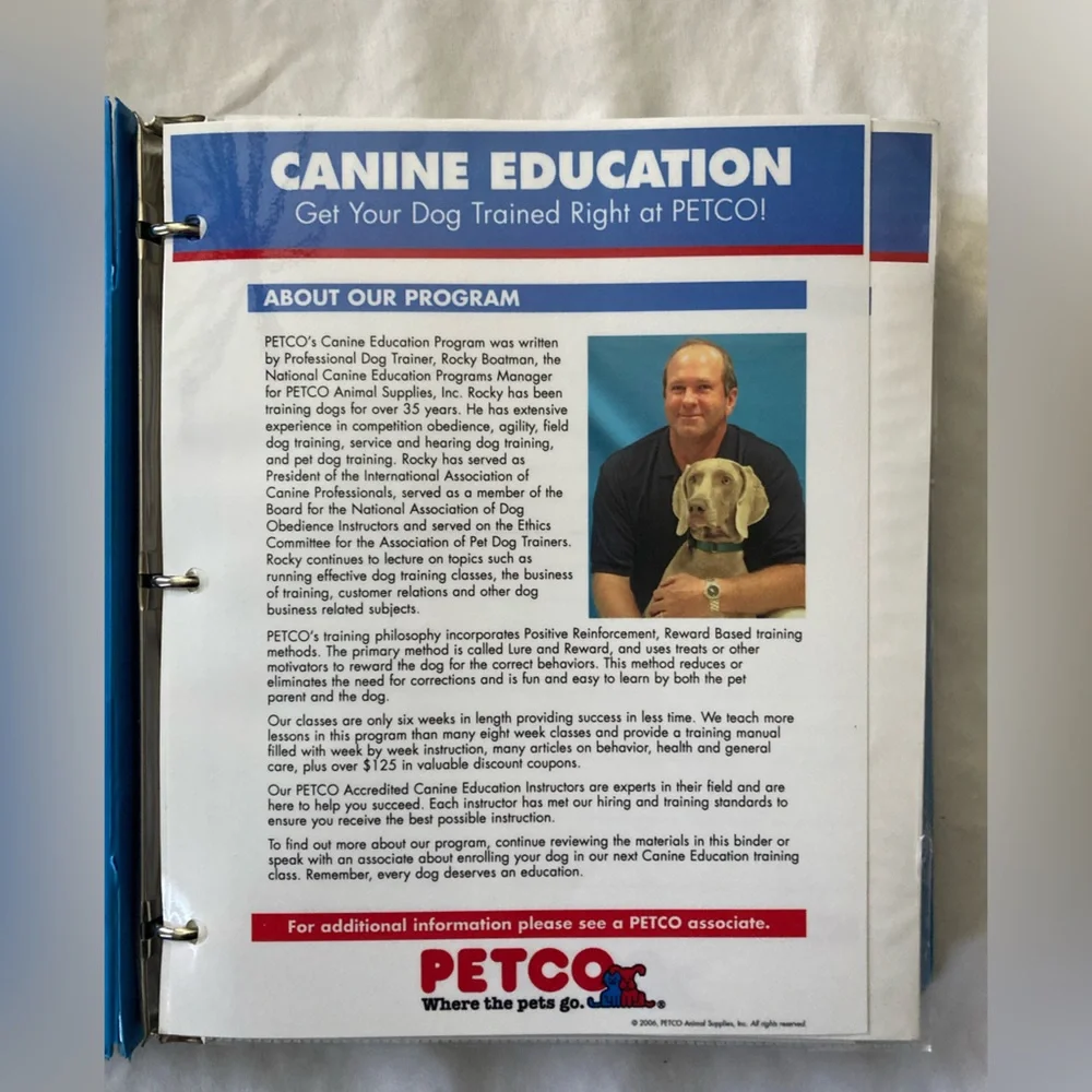 Official Petco Canine Education Training Binder